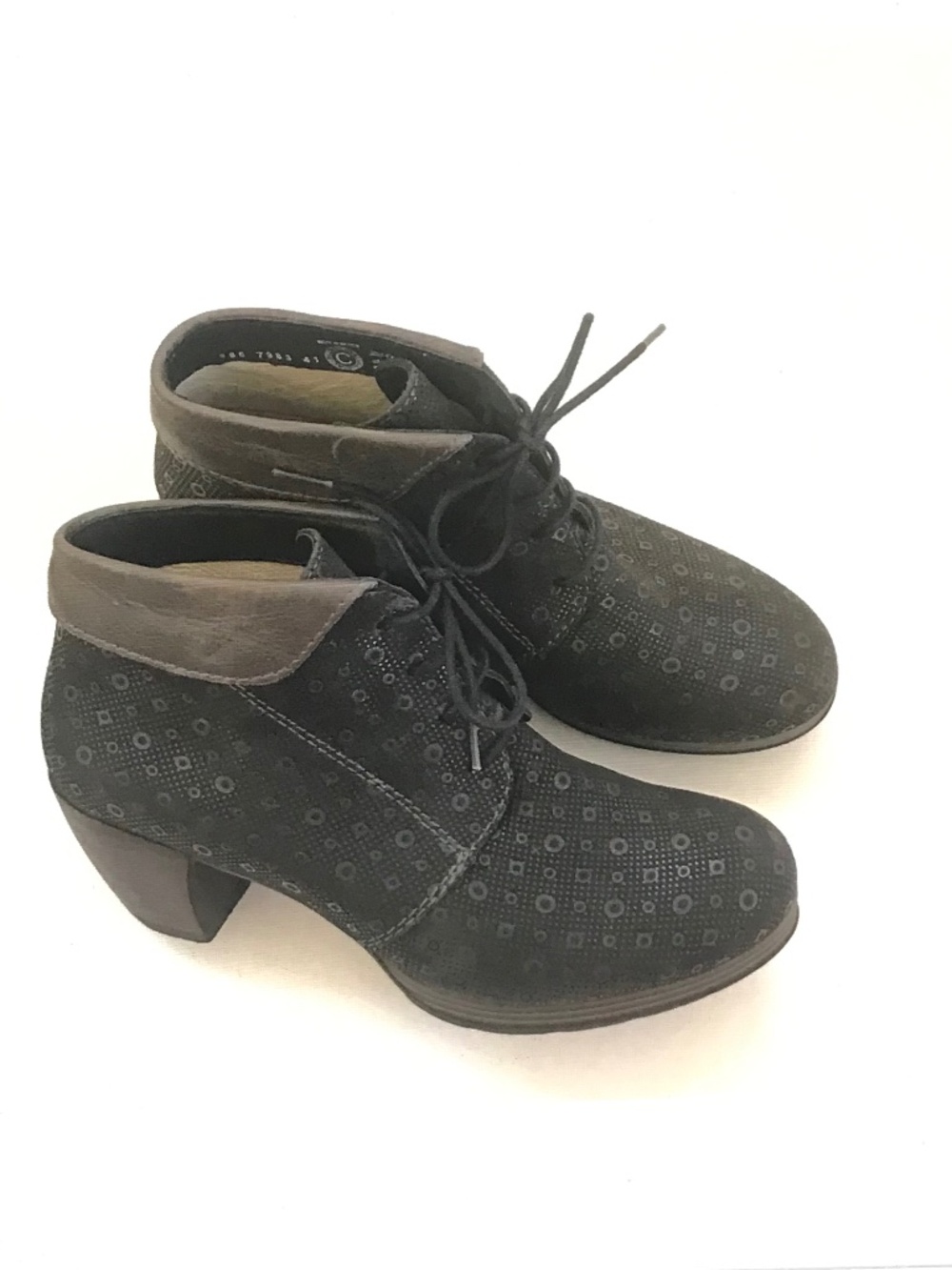 WOLKY Suede Lace Up Heeled Boot Jacquerie Women’s Size 9.5